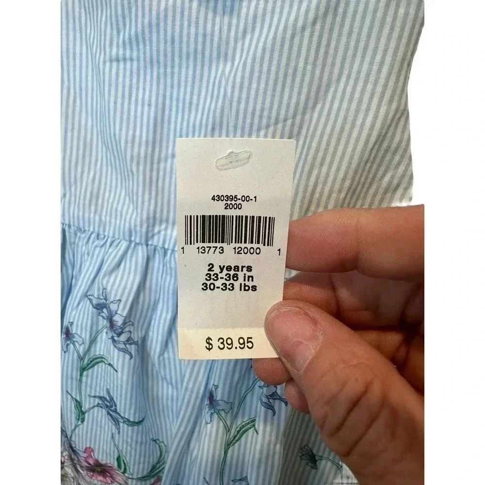NWT Baby Gap Floral Print Sleeveless Striped Fit & Flare Dress Size 2 Year